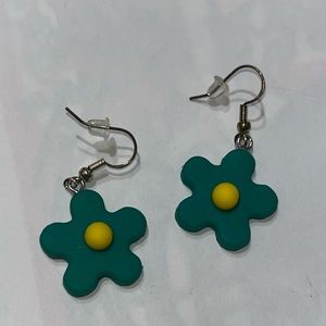 Green flower earrings